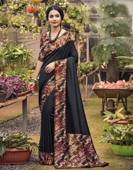 Black Printed Saree | Leemboodi