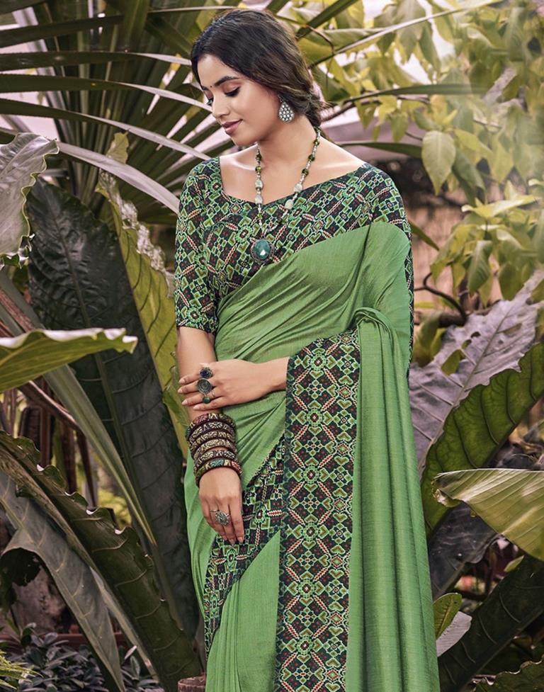 Green Printed Saree | Sudathi