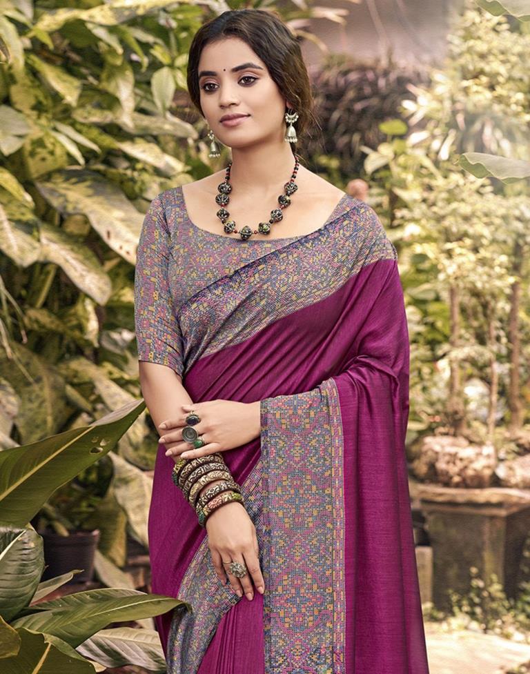Magenta Printed Saree | Leemboodi