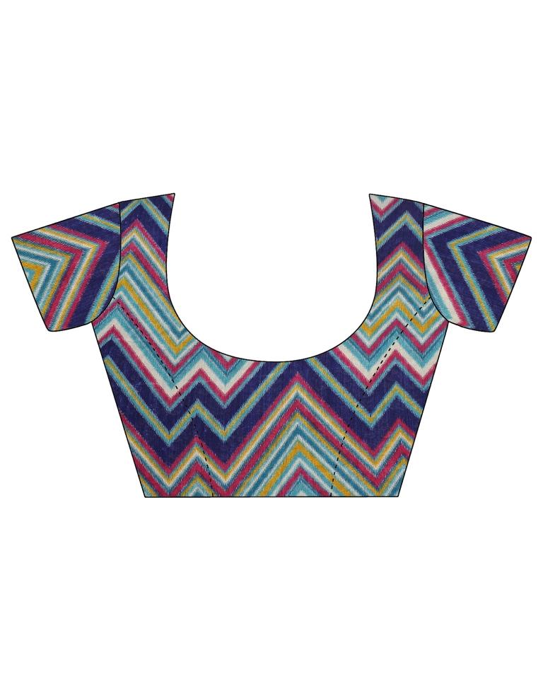 Teal Blue Printed Saree | Sudathi