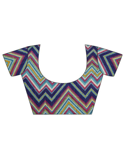 Teal Blue Printed Saree | Sudathi