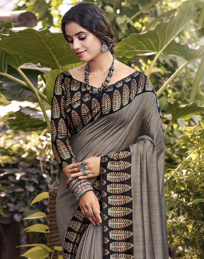 Grey Printed Saree | Leemboodi