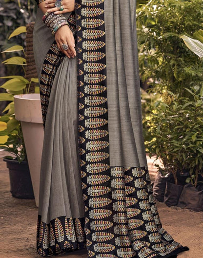Grey Printed Saree | Leemboodi