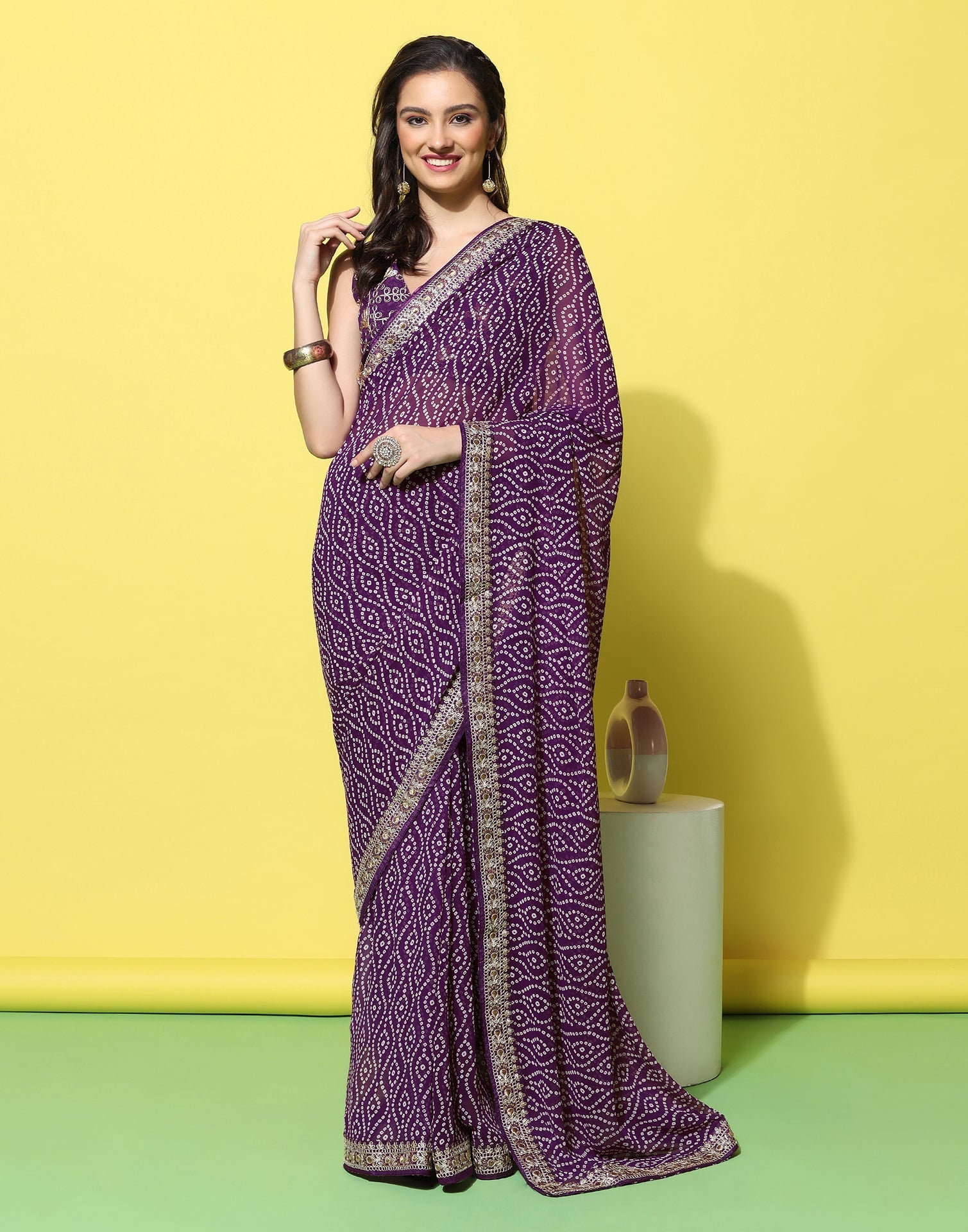 Purple Georgette Saree | Leemboodi