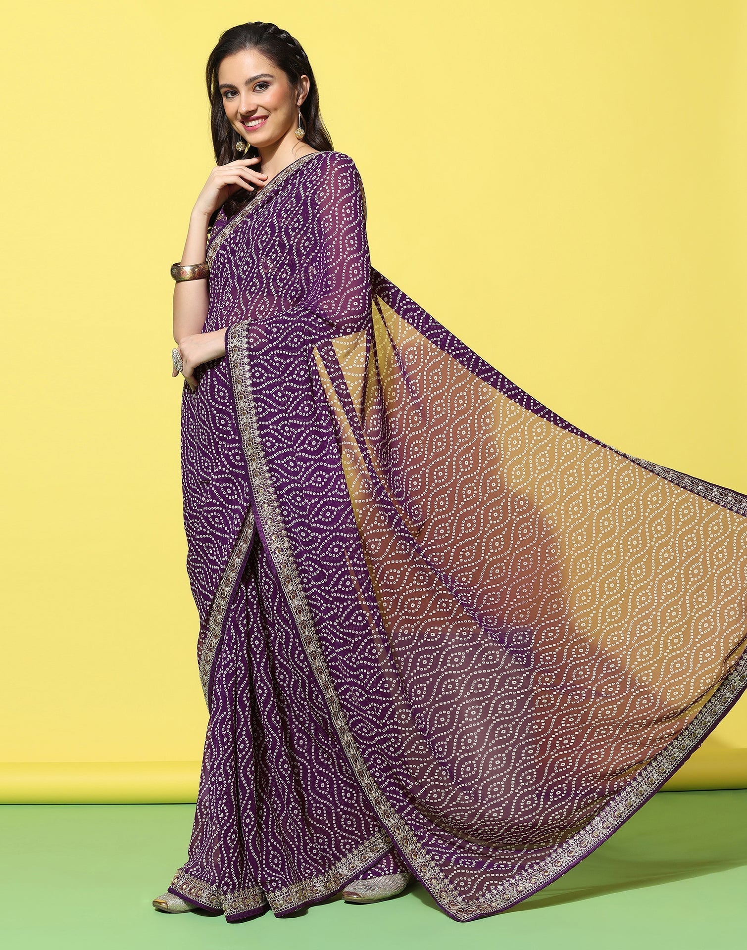 Purple Georgette Saree | Leemboodi