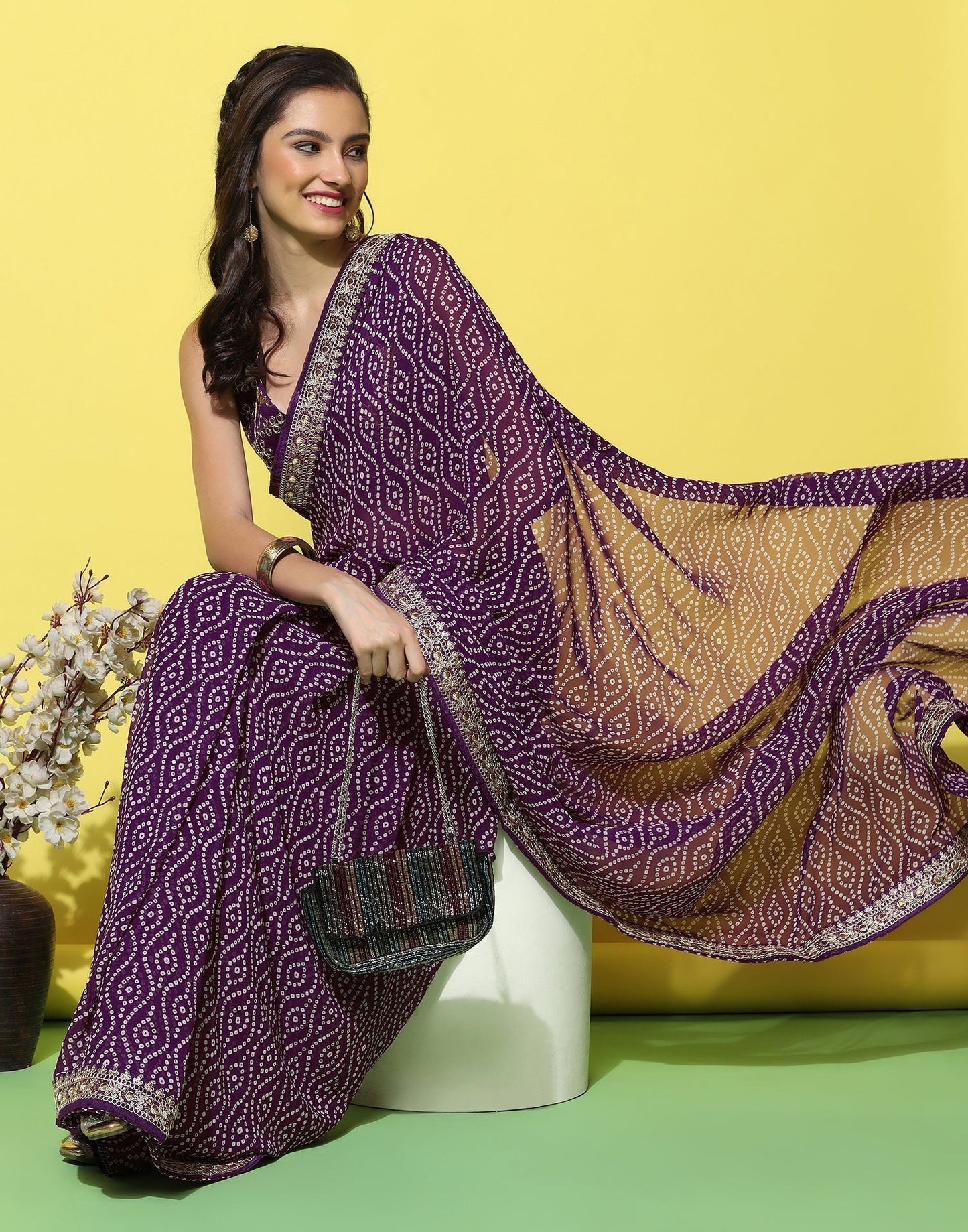 Purple Georgette Saree | Leemboodi