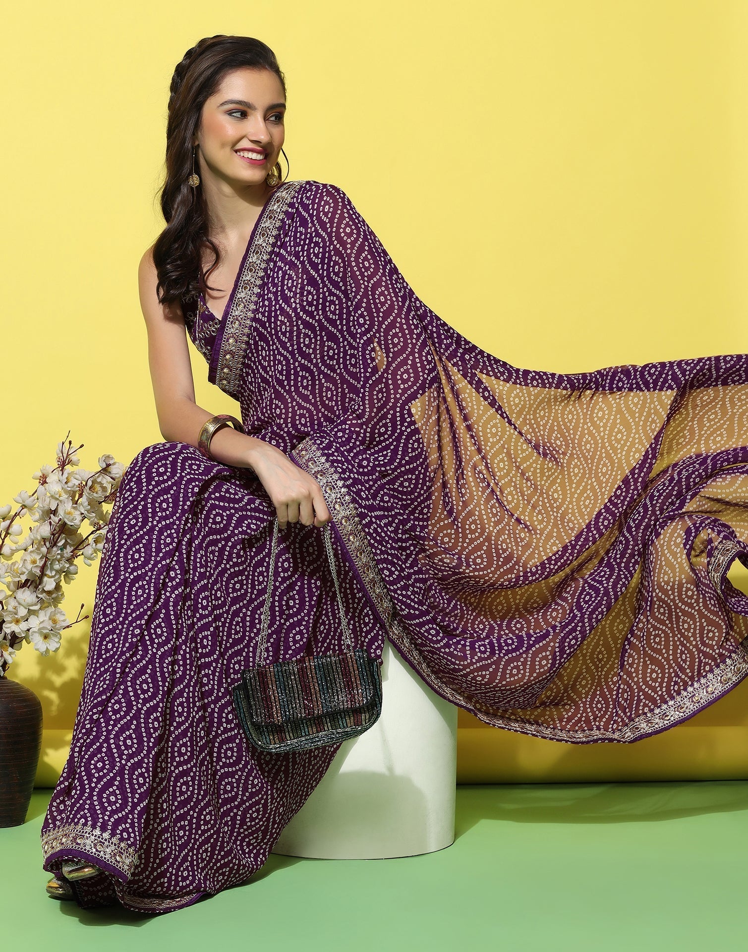 Purple Georgette Saree | Leemboodi