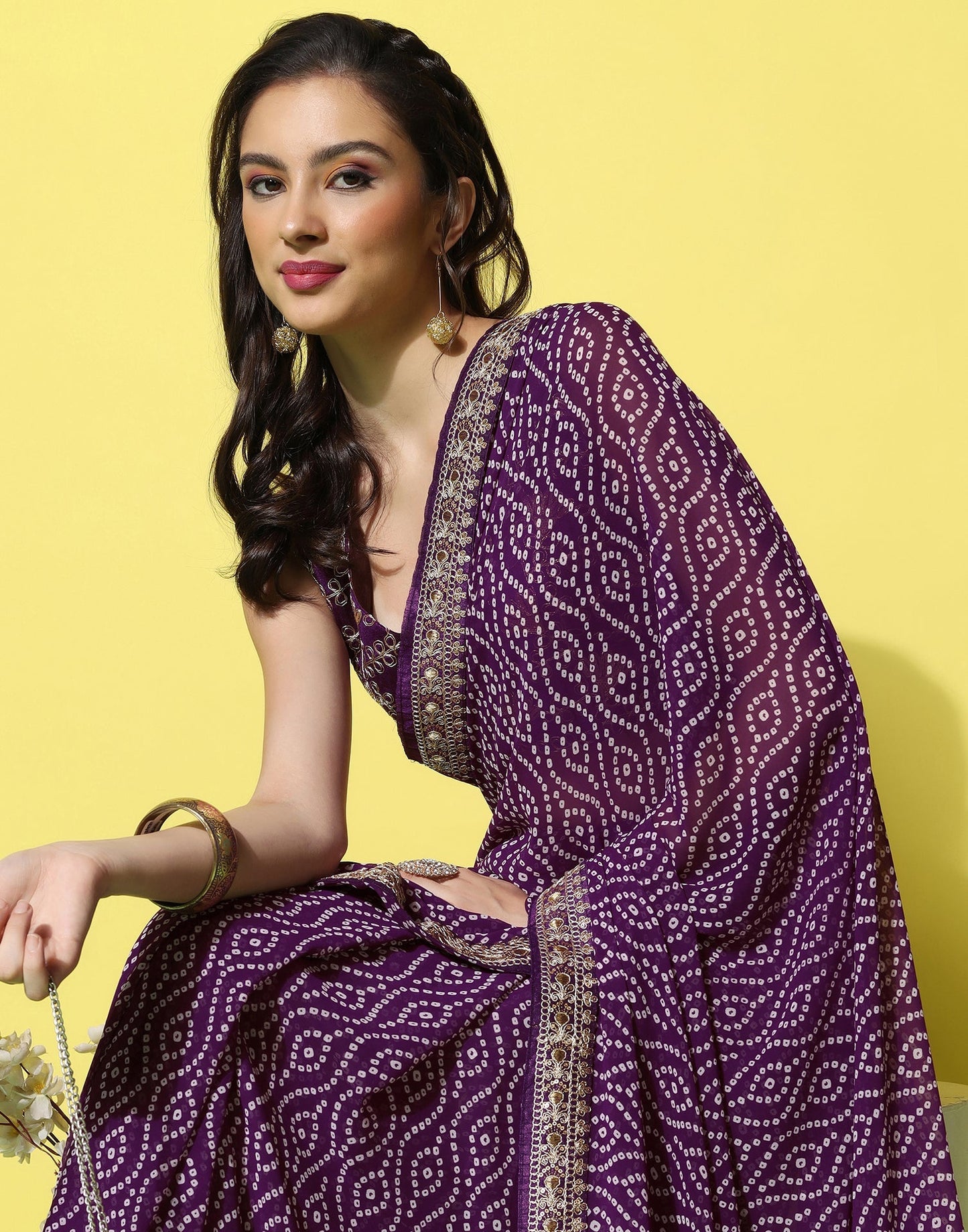 Purple Georgette Saree | Leemboodi
