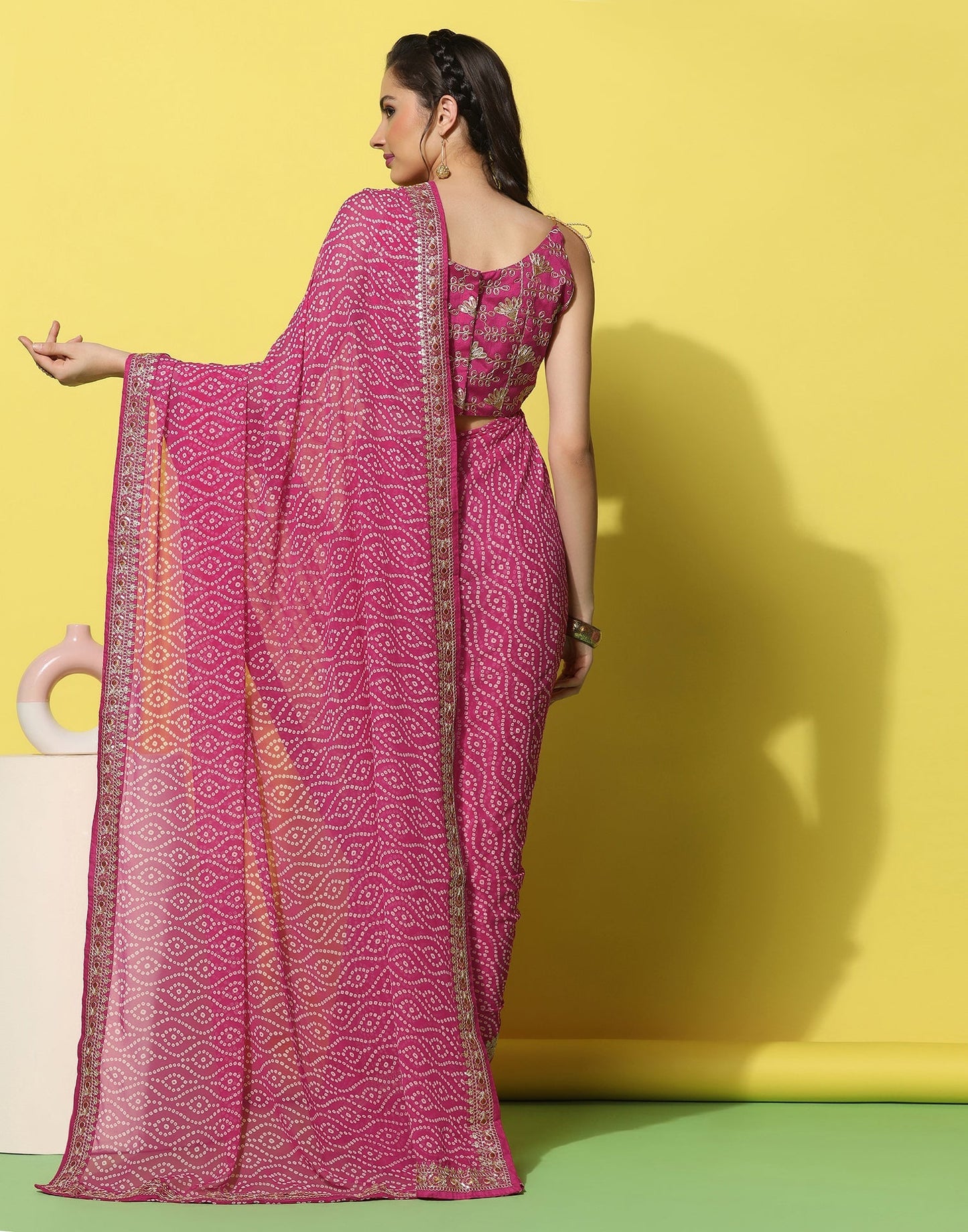 Pink Georgette Saree | Leemboodi