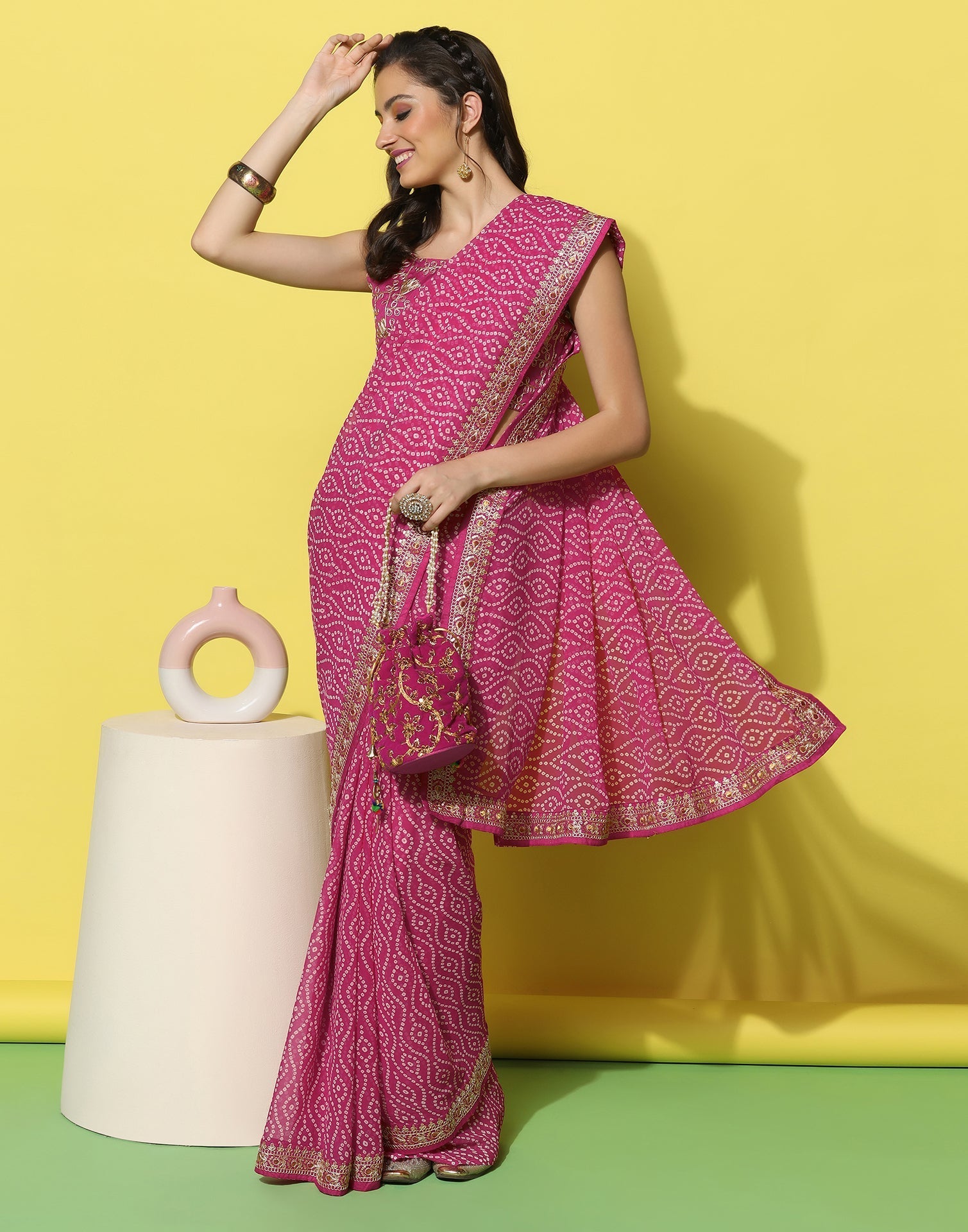 Pink Georgette Saree | Leemboodi