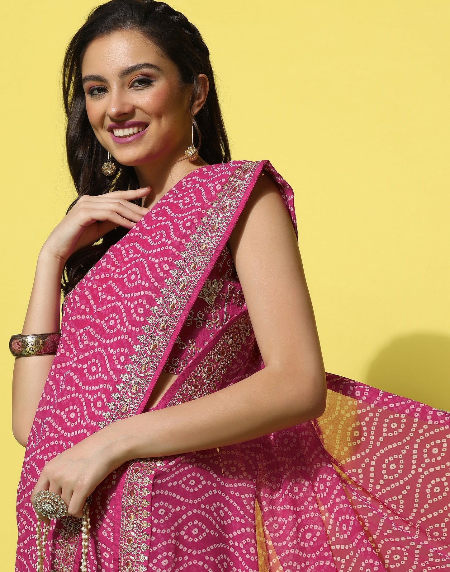 Pink Georgette Saree | Leemboodi