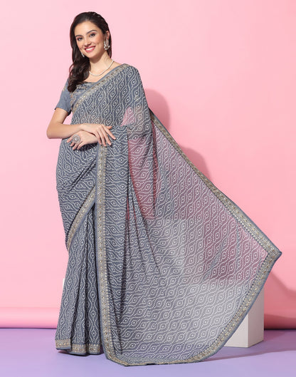 Grey Georgette Saree | Leemboodi