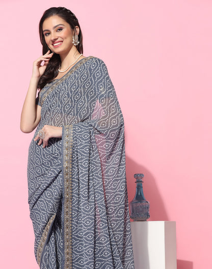 Grey Georgette Saree | Leemboodi