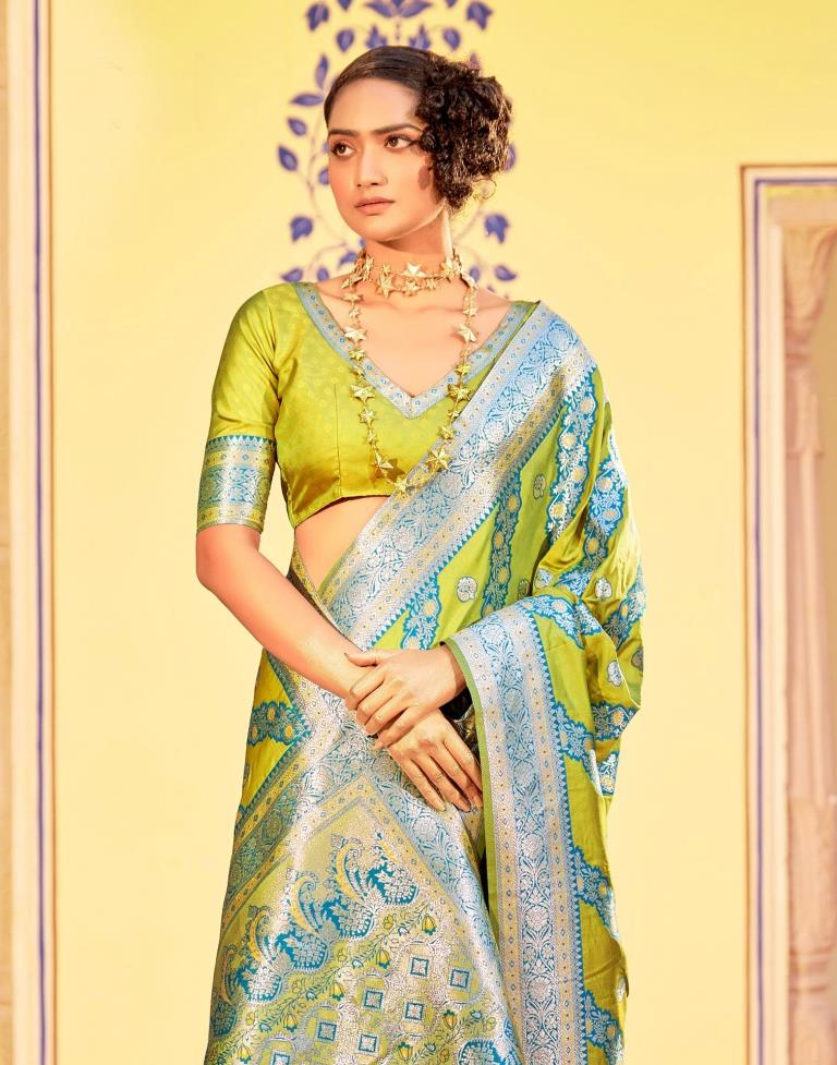 Pear Green Silk Saree | Leemboodi