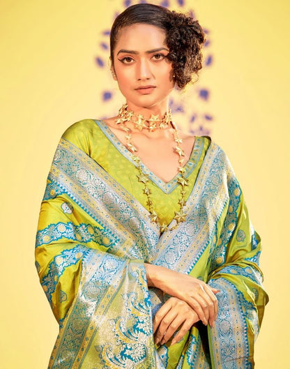 Pear Green Silk Saree | Leemboodi