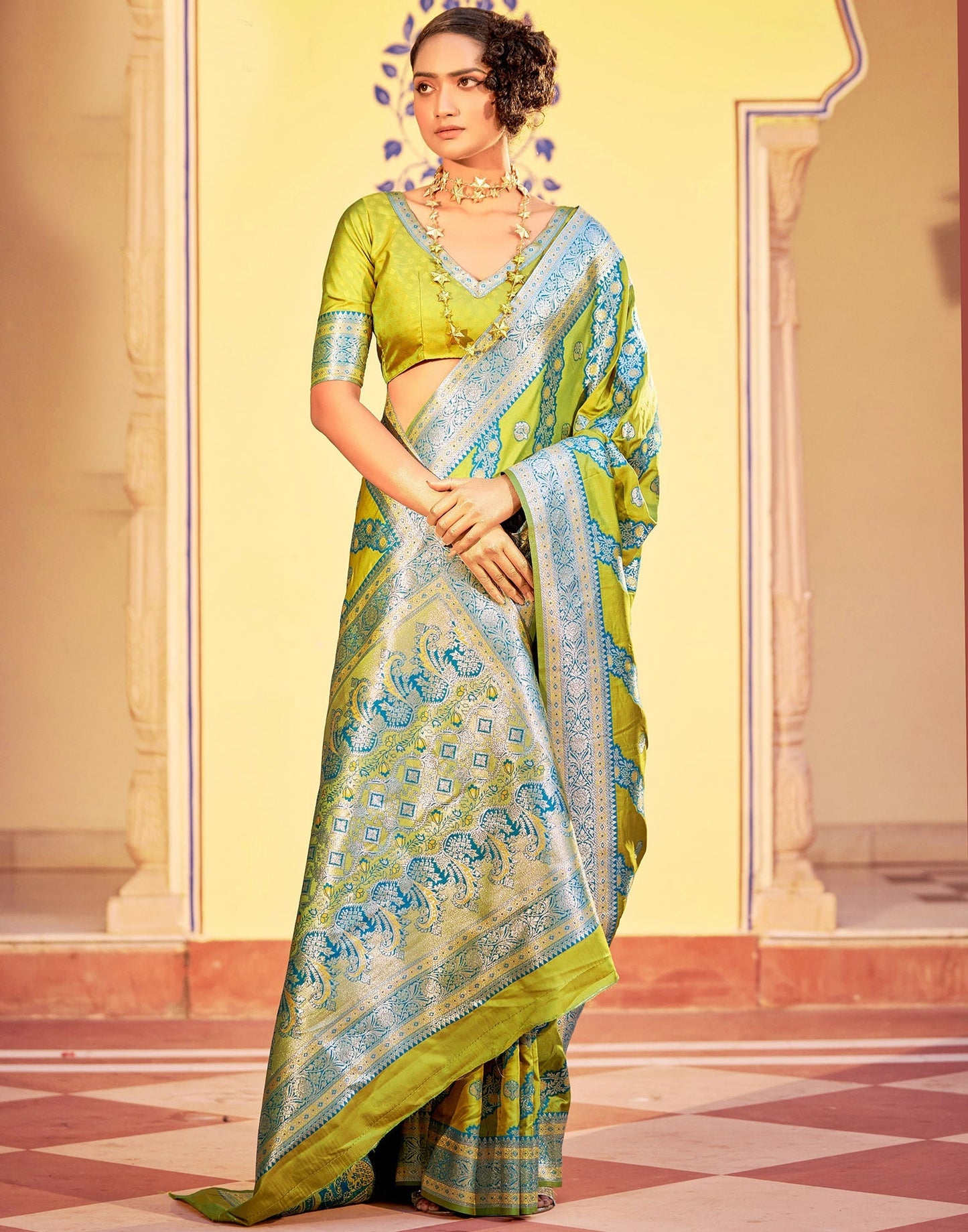 Pear Green Silk Saree | Leemboodi