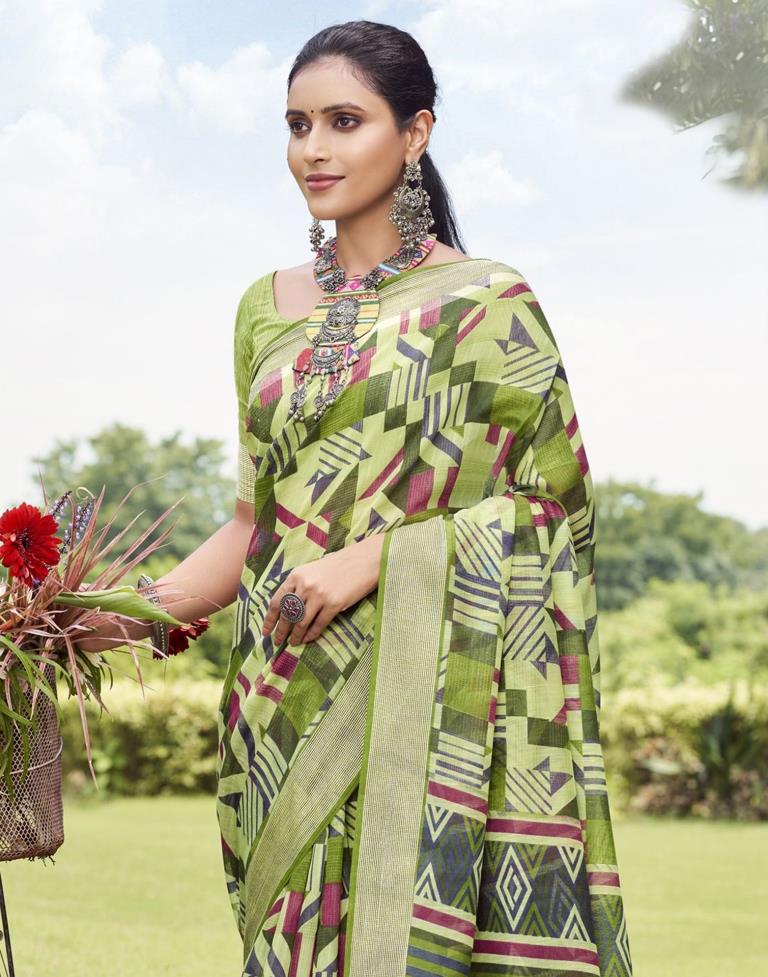 Light Green Cotton Saree | Sudathi
