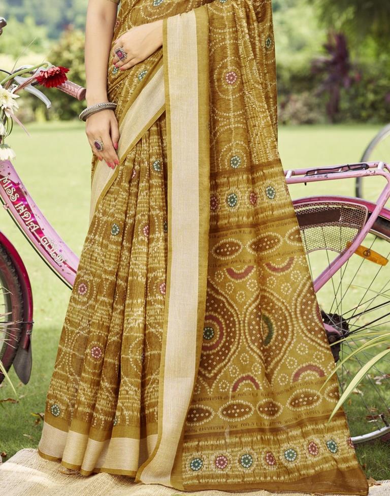 Mustard Yellow Cotton Saree | Sudathi