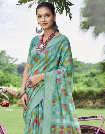 Turquoise Cotton Saree | Sudathi