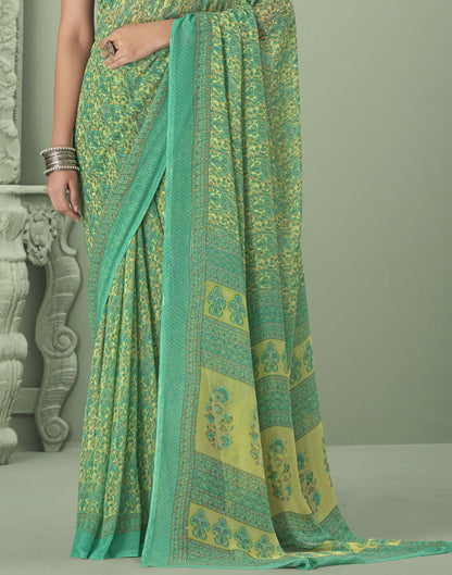 Green Georgette Printed Saree