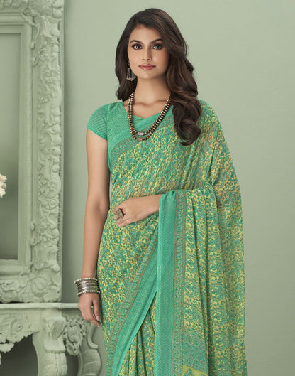 Green Georgette Printed Saree
