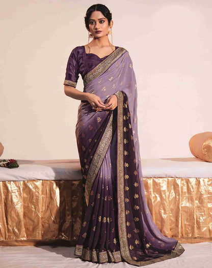 Wine Georgette Weaving Saree