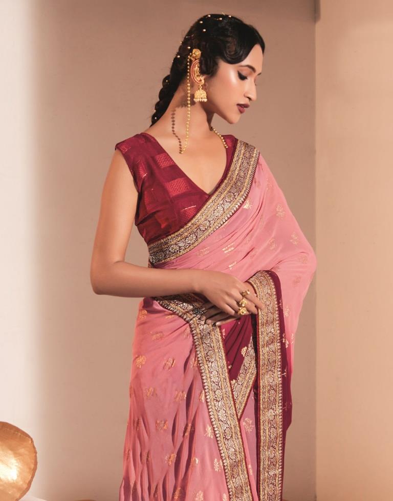 Pink Georgette Saree | Leemboodi