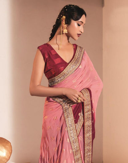 Pink Georgette Saree | Leemboodi
