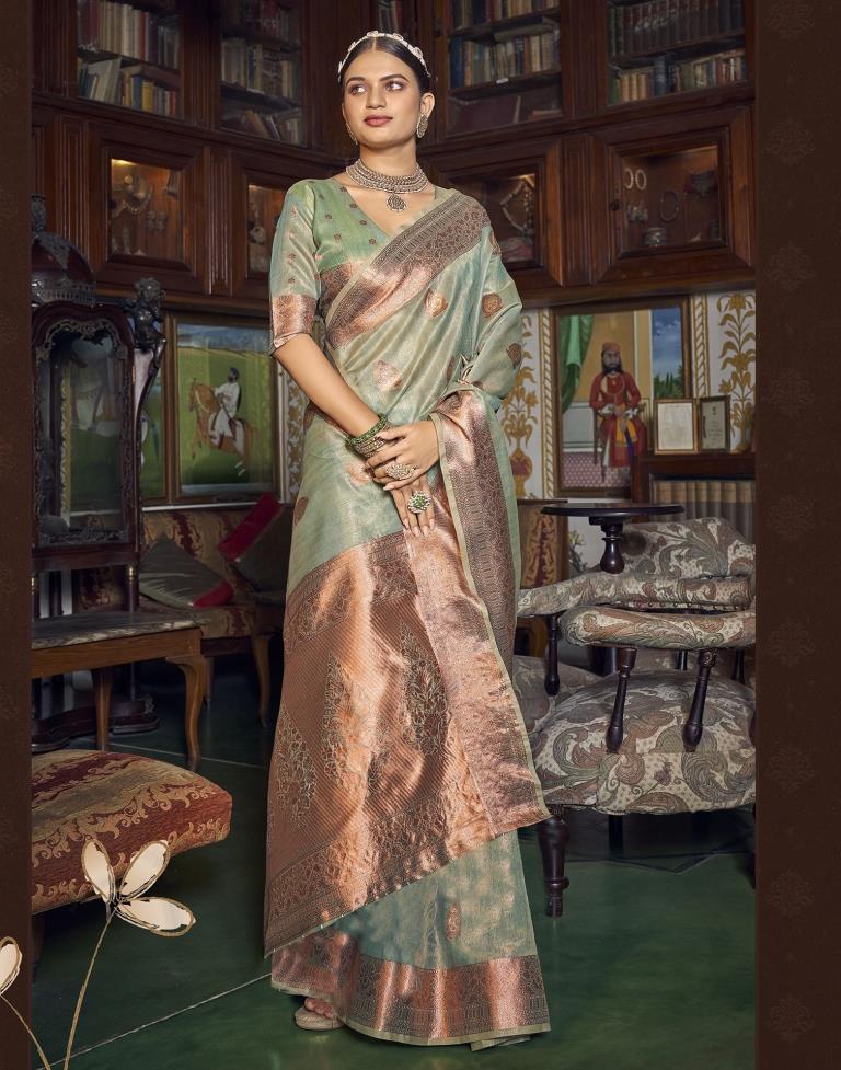 Light Green Silk Saree | Leemboodi