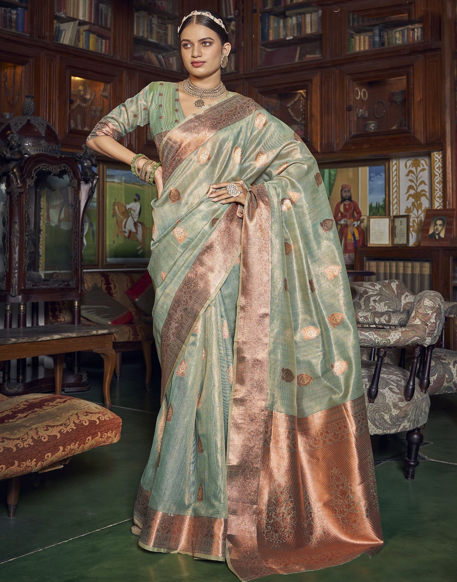 Light Green Silk Saree | Leemboodi