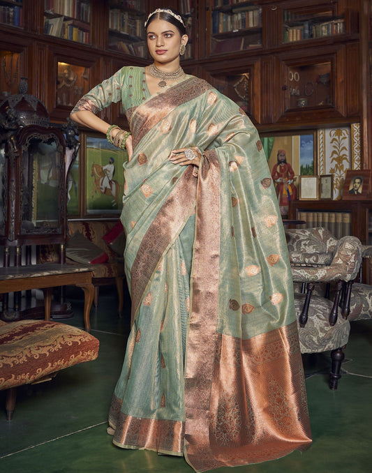 Light Green Silk Saree | Leemboodi