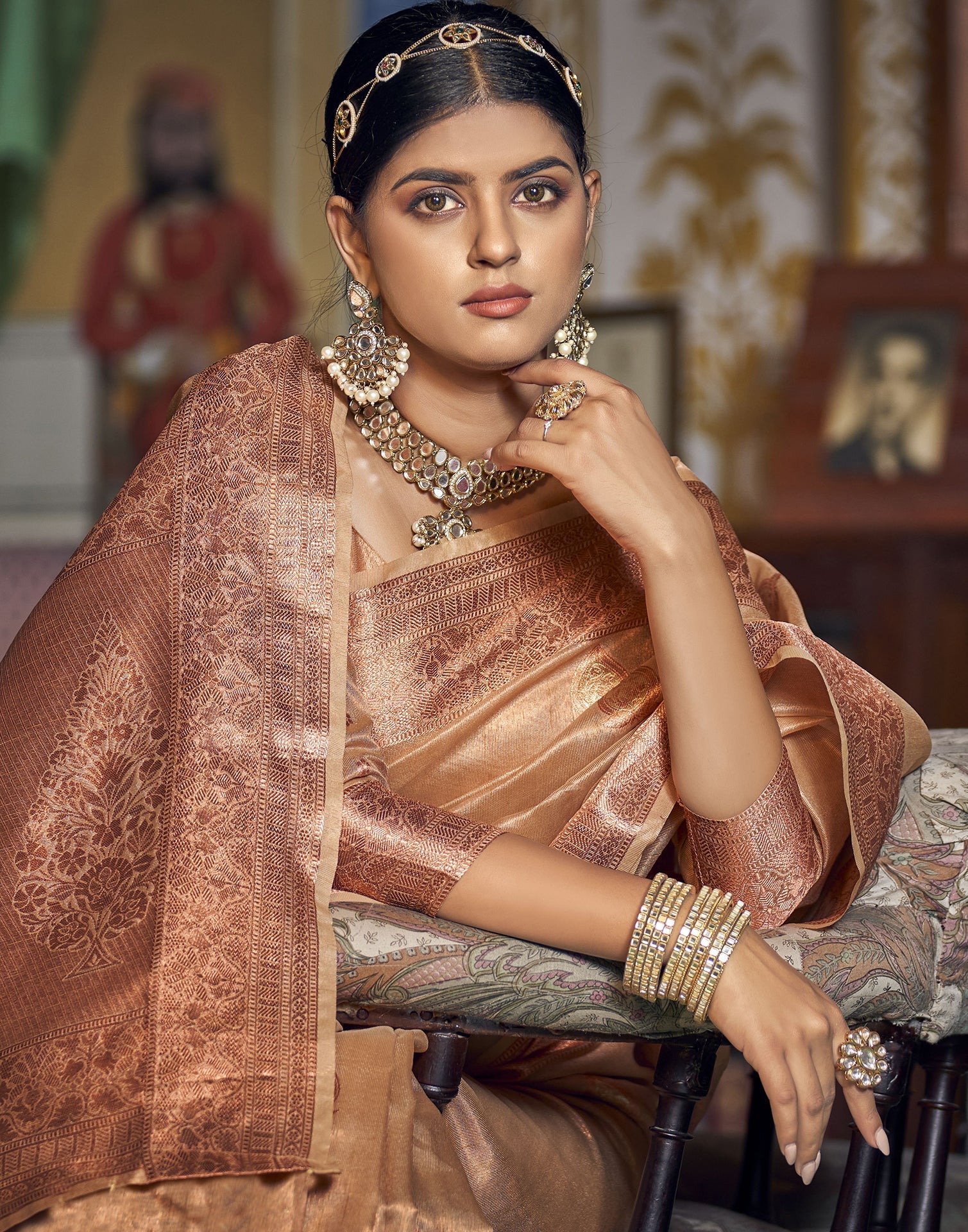 Light Brown Silk Saree | Leemboodi