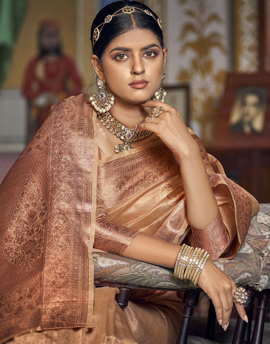 Light Brown Silk Saree | Leemboodi