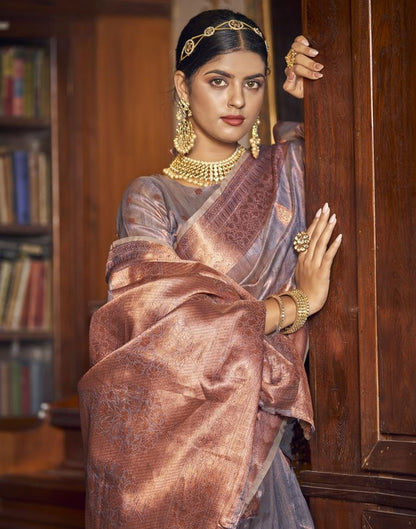 Grey Silk Saree | Leemboodi