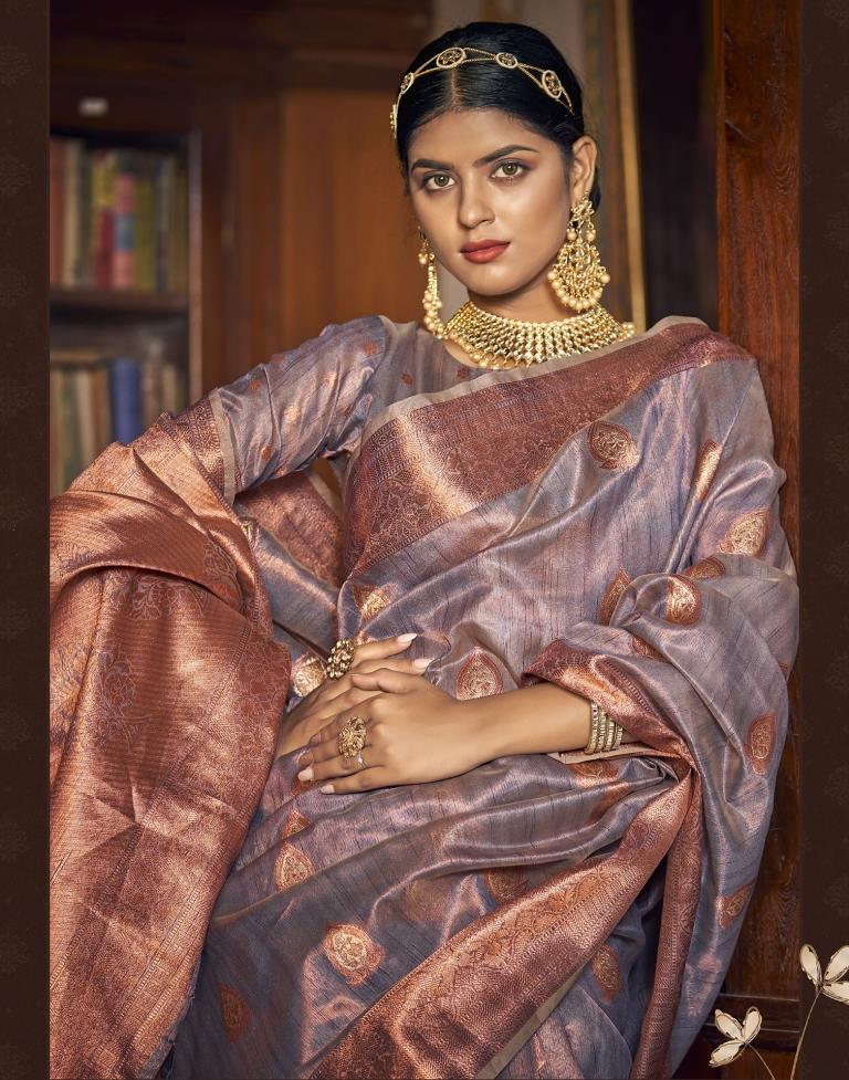 Grey Silk Saree | Leemboodi