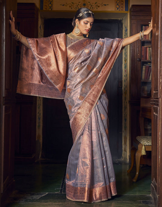 Grey Silk Saree | Leemboodi