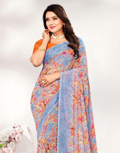 Grey Georgette Saree | Leemboodi