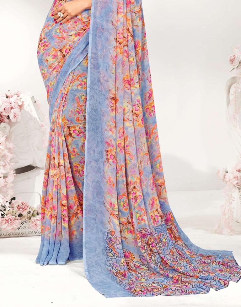 Grey Georgette Saree | Leemboodi