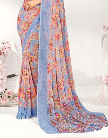 Grey Georgette Saree | Leemboodi