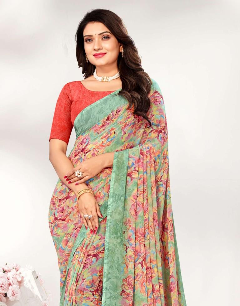 Light Green Georgette Saree | Leemboodi