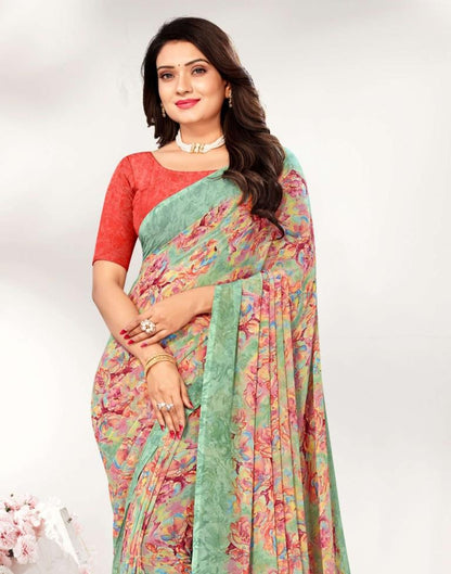 Light Green Georgette Saree | Leemboodi