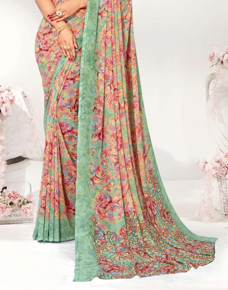 Light Green Georgette Saree | Leemboodi