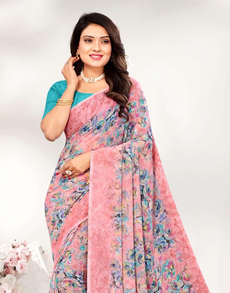 Light Pink Georgette Saree | Leemboodi