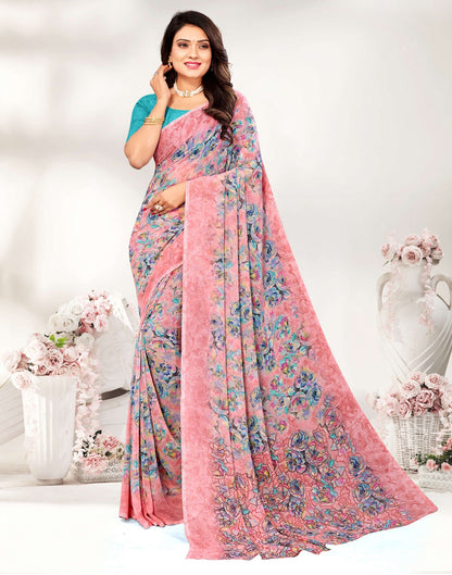 Light Pink Georgette Saree | Leemboodi