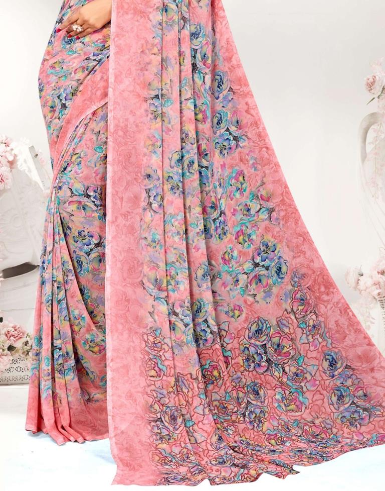 Light Pink Georgette Saree | Leemboodi