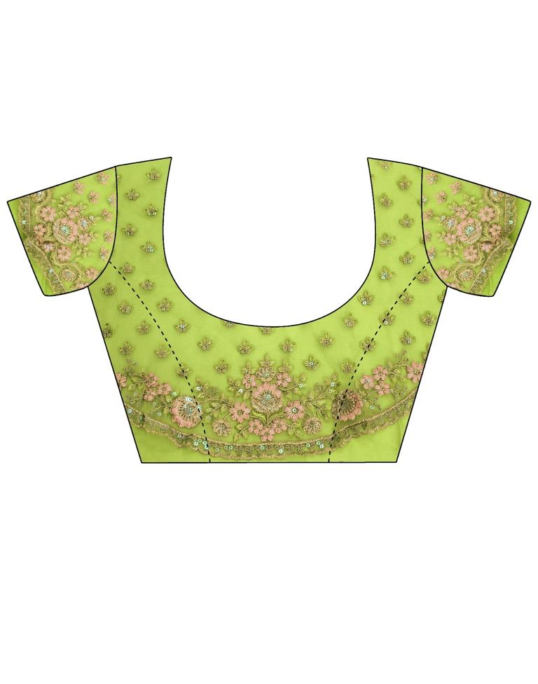Pear Green Chiffon Saree | Leemboodi