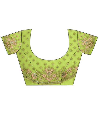 Pear Green Chiffon Saree | Leemboodi