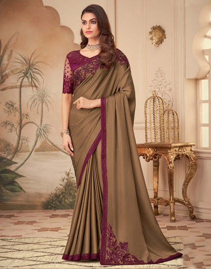 Dark Brown Silk Saree | Leemboodi