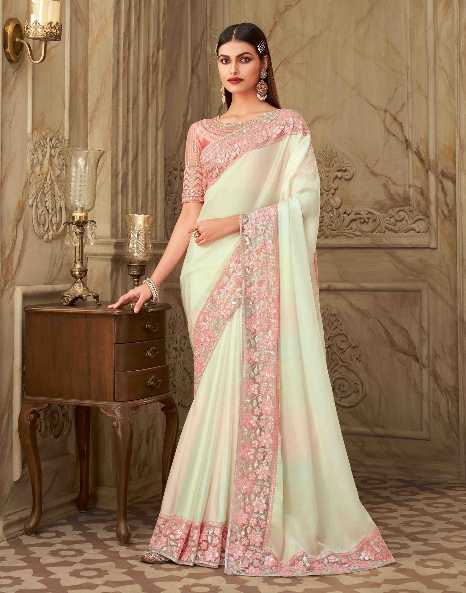 Cream Silk Saree | Leemboodi