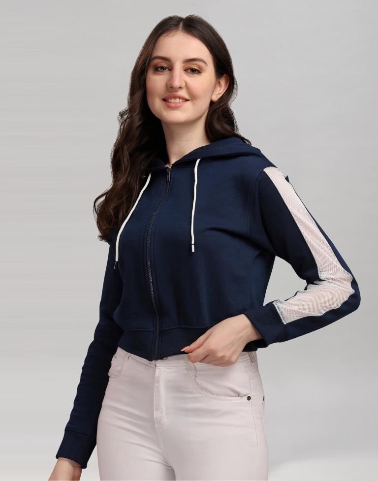 Navy Blue Cotton Hoodie | Sudathi